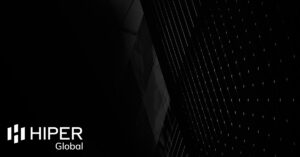 An abstract black background - including the HIPER Global logo