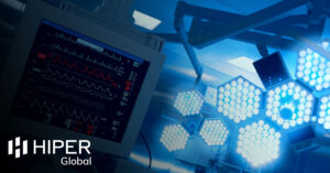 A medical computer system in an operating room - including the HIPER Global logo
