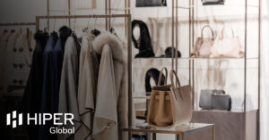 Fashion luxury elegance clothes in the shop protected by retail CCTV infrastructure - including the HIPER Global logo